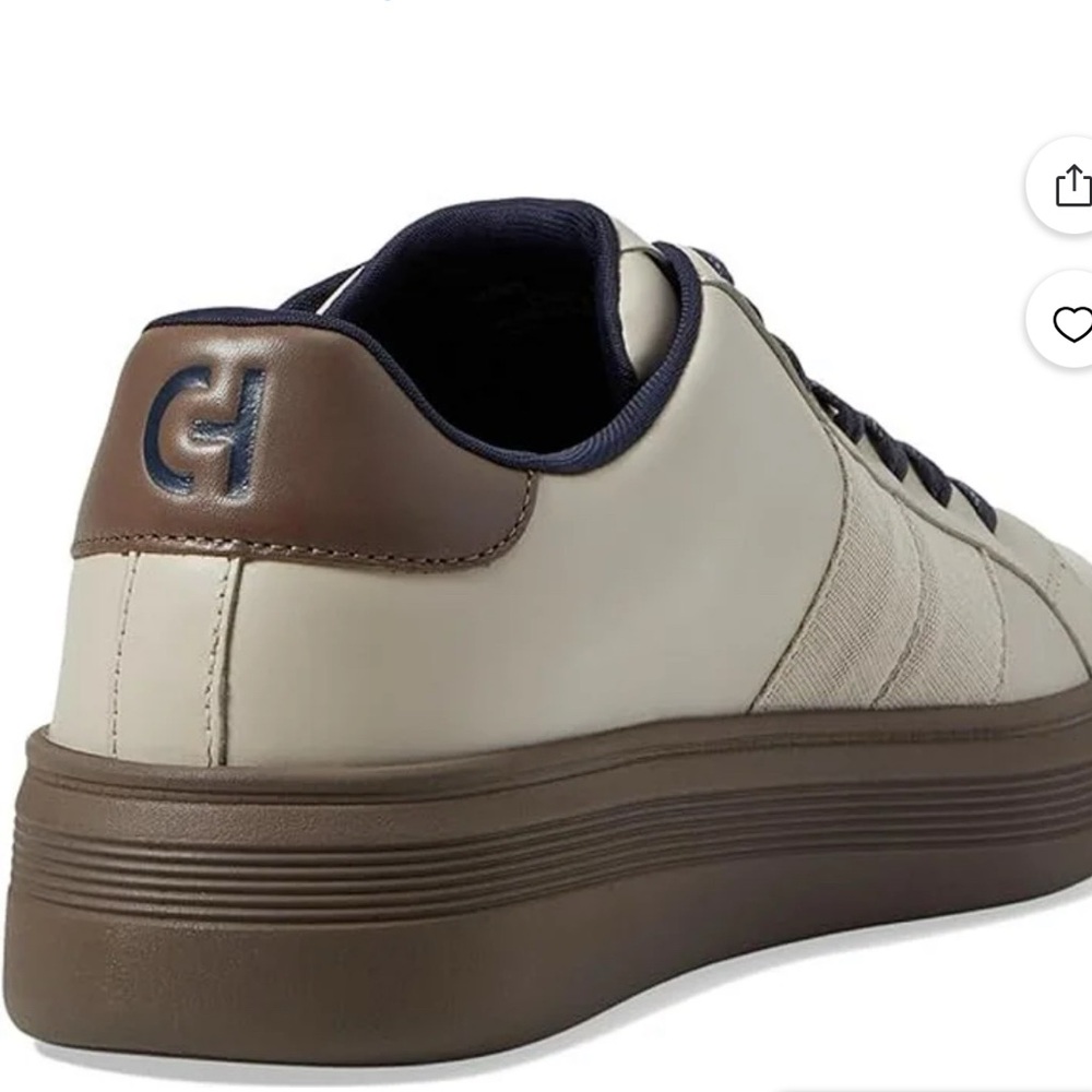 Men's Cole Haan Leather Grand Crosscourt Premier Sneakers in Silver / Gray Shoes - Picture 4 of 16